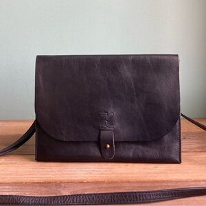 Black Lucky Brand Slim Leather Crossbody Bag